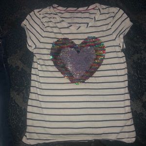 Girls size 5-7(S) reversible colored glitter heart